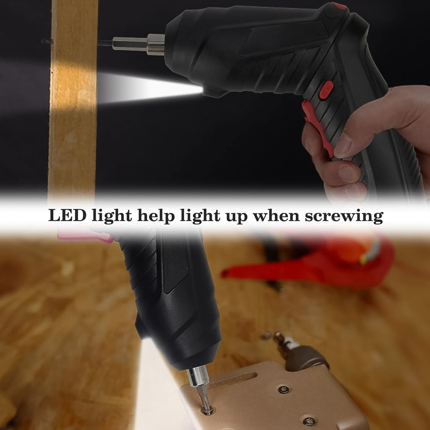 Electric Screwdriver and Drill with LED Light, Heavy Duty rechargeable machine set (48 pcs set)