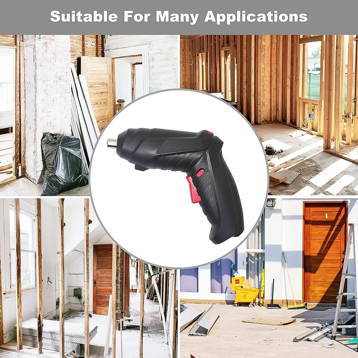 Electric Screwdriver and Drill with LED Light, Heavy Duty rechargeable machine set (48 pcs set)