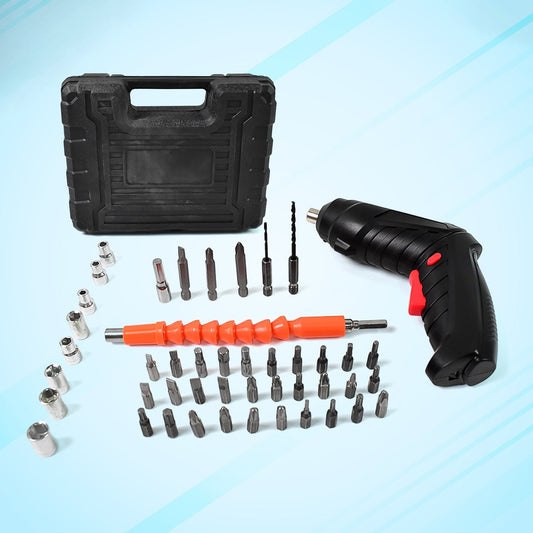 Electric Screwdriver and Drill with LED Light, Heavy Duty rechargeable machine set (48 pcs set)
